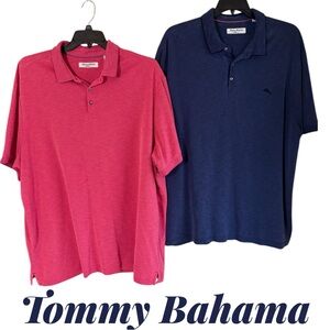 Tommy Bahama Men's Pink & Blue Island Zone Polo Shirts. 3X. Like new cond!!!
